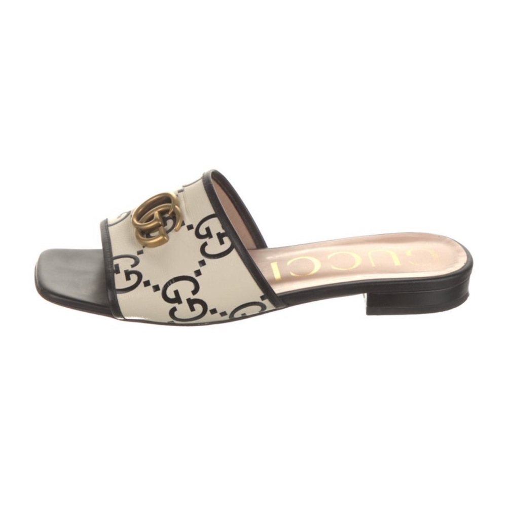 Gucci Jolie GG Marmont Slide Sandal Black White Leather size 39.5 - Picture 15 of 16